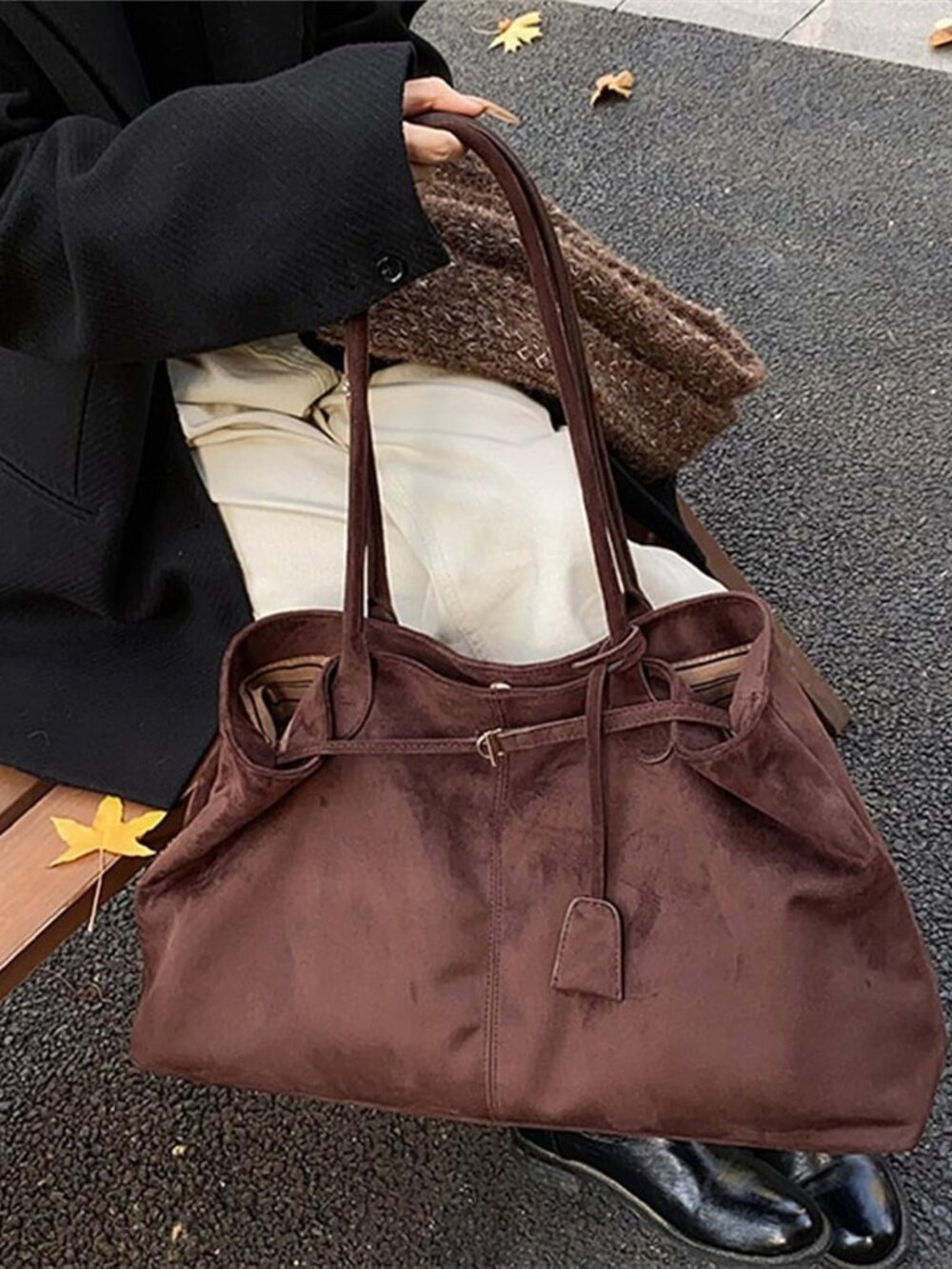 Suede Purses for Women 2025 Fall Trendy Slouchy Shoulder Bag Suede Handbags Vint - Picture 2 of 7